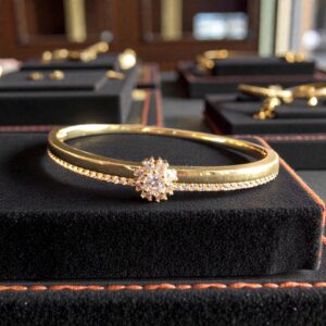 Kizara Celestial Starburst Cuff – Anti-Tarnish Diamond Bloom Bracelet