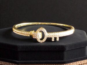 Kizara Secret Key Crystal Bangle – Unfading Gold Eternity Bracelet