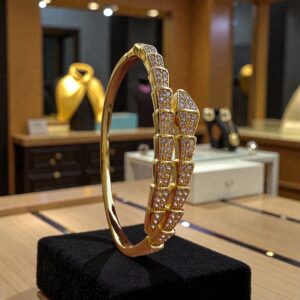 Kizara Enigma Serpent Cuff – Anti-Tarnish Scale Gold Bracelet