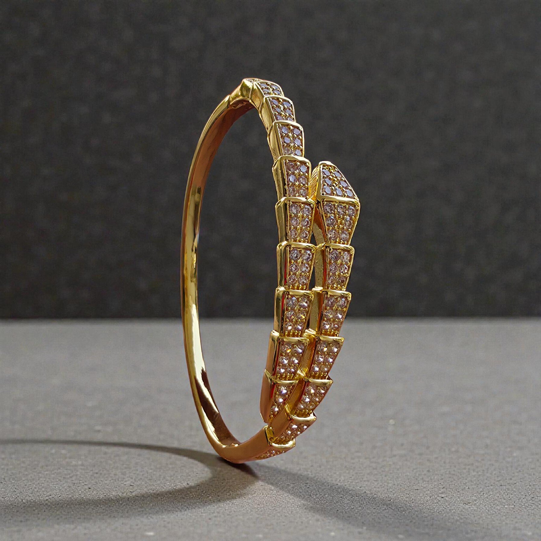 Kizara Enigma Serpent Cuff – Anti-Tarnish Scale Gold Bracelet - Image 4