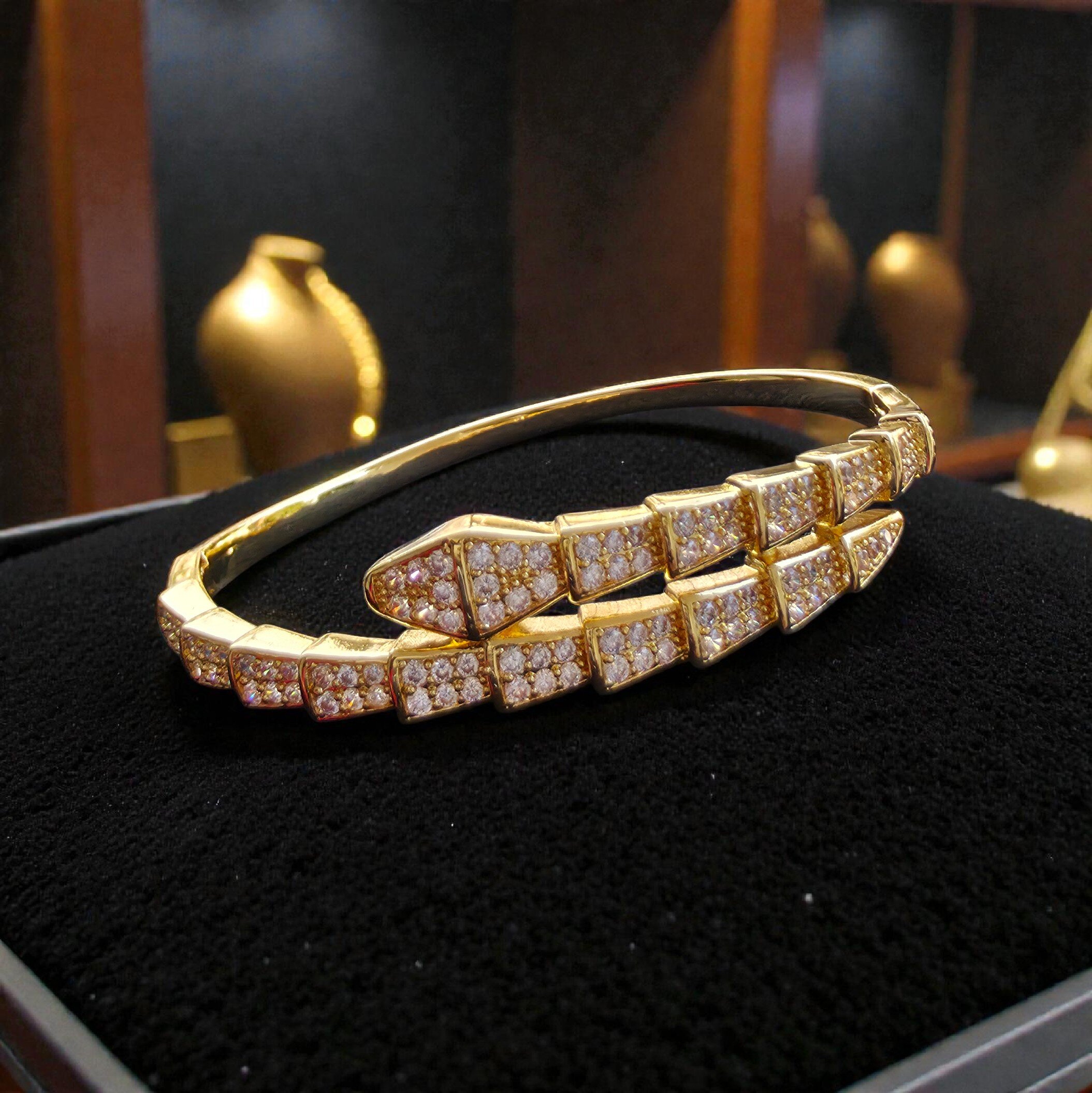 Kizara Enigma Serpent Cuff – Anti-Tarnish Scale Gold Bracelet - Image 2