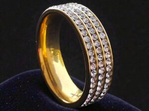 Kizara Triple Eternity Sparkle Ring – Anti-Tarnish Gold CZ Band