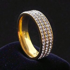 Kizara Triple Eternity Sparkle Ring – Anti-Tarnish Gold CZ Band