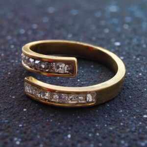 Kizara Helix Infinity Baguette Ring – Anti-Tarnish Latest Gold CZ Wrap