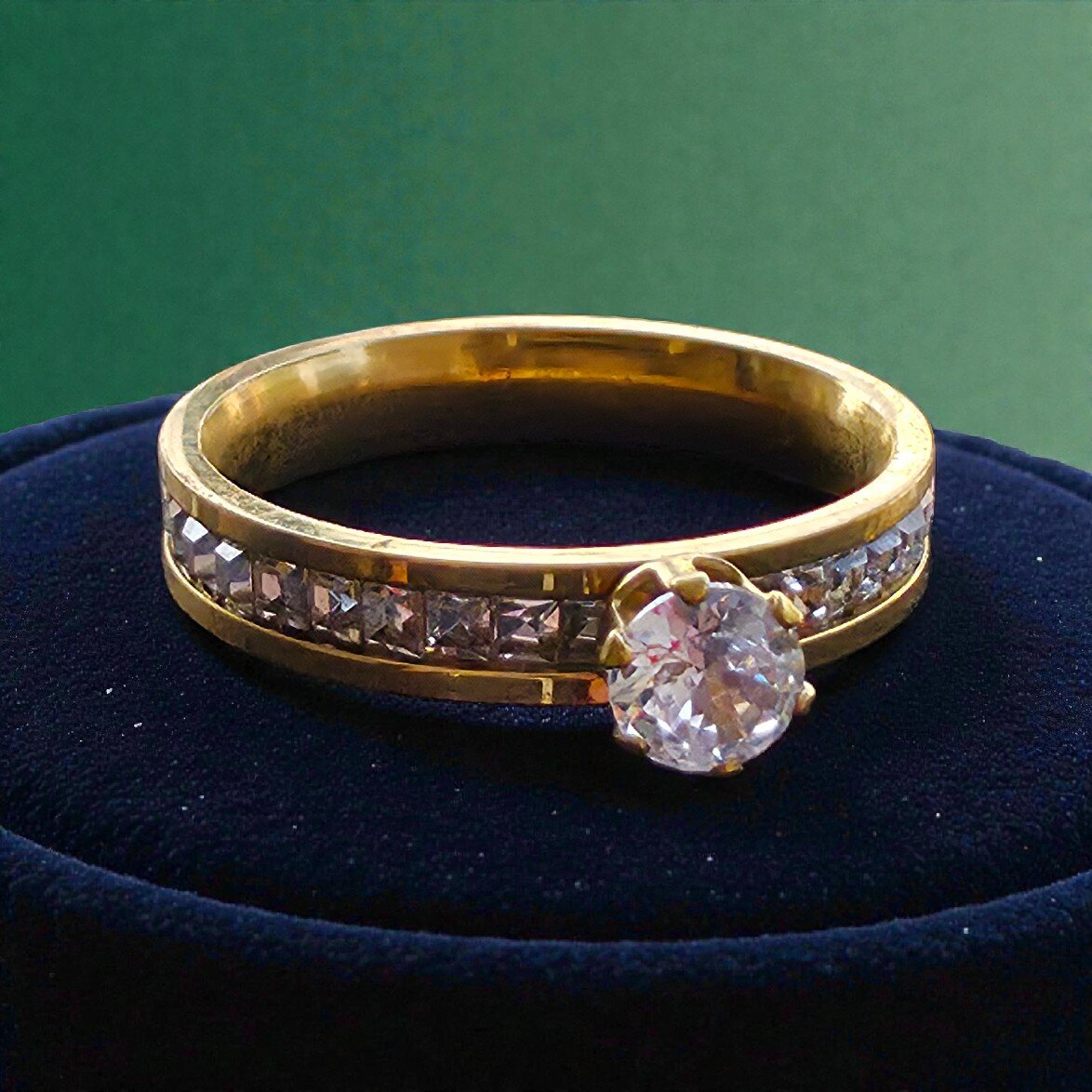 Kizara Marquise Solitaire Eternity Ring – Anti-Tarnish Gold CZ Band - Image 2