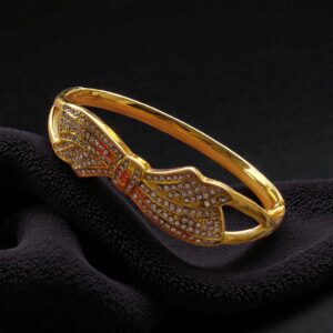 Elegant Gold Bow Cuff Bracelet with Pave Crystals