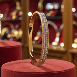 Elegant Gold Pave Diamond Cuff Bracelet