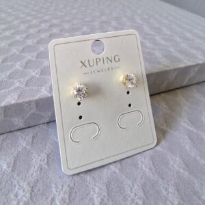 Kizara Classic Round CZ Stud Gold Earrings – Anti-Tarnish Everyday Sparkle Drops