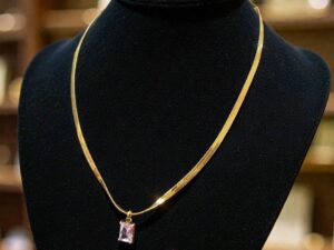 Kizara Snake Chain Emerald Cut Pendant Necklace – Anti-Tarnish Gold CZ Layering