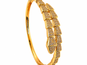 Kizara Enigma Serpent Cuff – Anti-Tarnish Scale Gold Bracelet