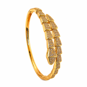 Kizara Enigma Serpent Cuff – Anti-Tarnish Scale Gold Bracelet