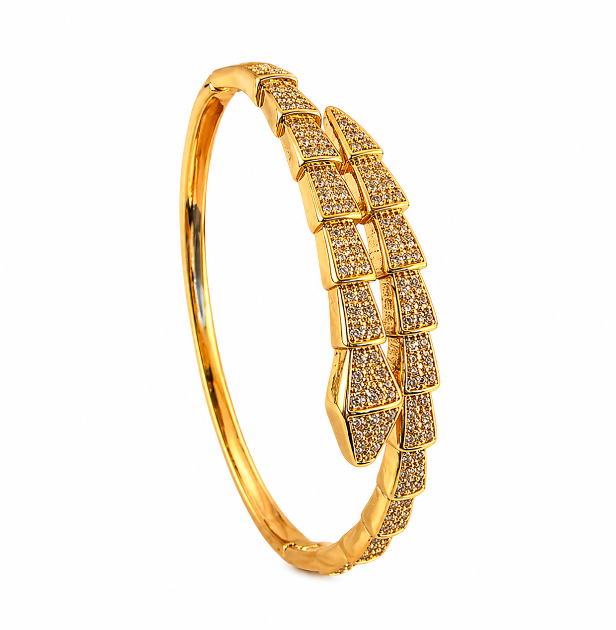 Kizara Enigma Serpent Cuff – Anti-Tarnish Scale Gold Bracelet