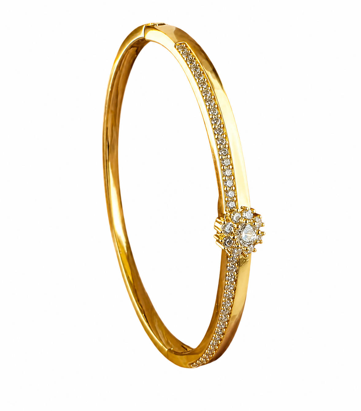 Kizara Celestial Starburst Cuff – Anti-Tarnish Diamond Bloom Bracelet