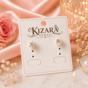Kizara Classic Round CZ Stud Gold Earrings – Anti-Tarnish Everyday Sparkle Drops