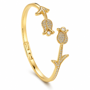Kizara Twin Lily Bloom Cuff – Anti-Tarnish Bud Bracelet