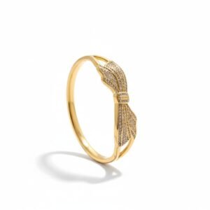 Elegant Gold Bow Cuff Bracelet with Pave Crystals