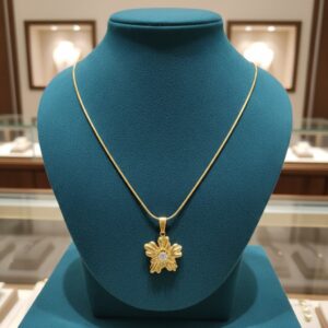Stunning Gold Starburst Flower Pendant Necklace with CZ Center