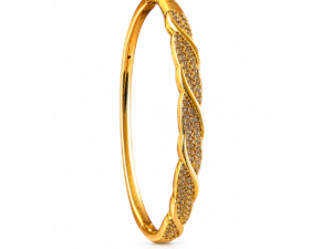 Kizara Exquisite Gold Twisted Rope Bangle with Pave Diamonds