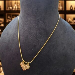 Kizara Pavé Heart Crystal Pendant Necklace – Anti-Tarnish Gold Heart Drop Chain