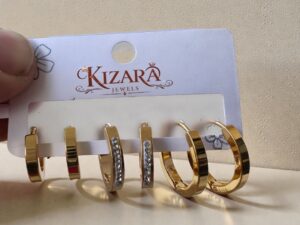 Kizara 6-Piece Gold Hoop Earrings Set – Anti-Tarnish CZ Huggie Mix Pack