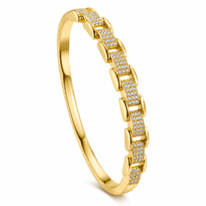 Kizara Sovereign Chain Crystal Cuff – Anti-Tarnish Gold Eternity Bracelet