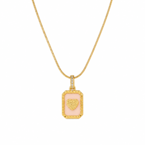Dainty Rose Gold Pave Heart Pendant Necklace - Sparkling CZ Women's Layering Chain