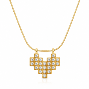 Kizara Pavé Heart Crystal Pendant Necklace – Anti-Tarnish Gold Heart Drop Chain