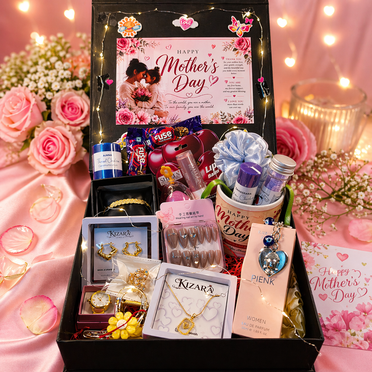 Mother’s Day Premium Gift Hamper 💖 | Luxury Surprise for Mom ( Black Box )
