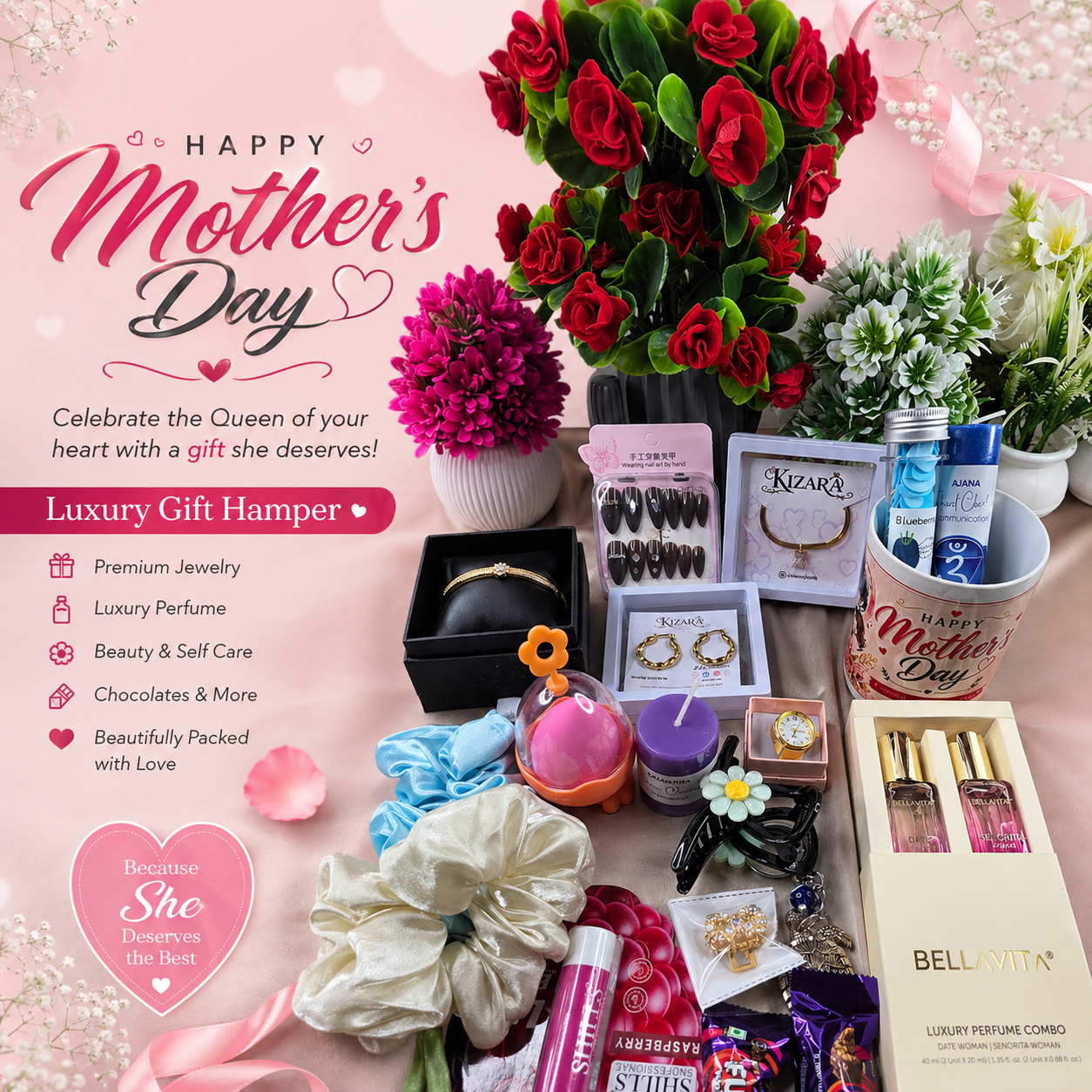 Mother’s Day Pink Luxury Gift Hamper 💖 | Premium Surprise Box for Mom - Image 2