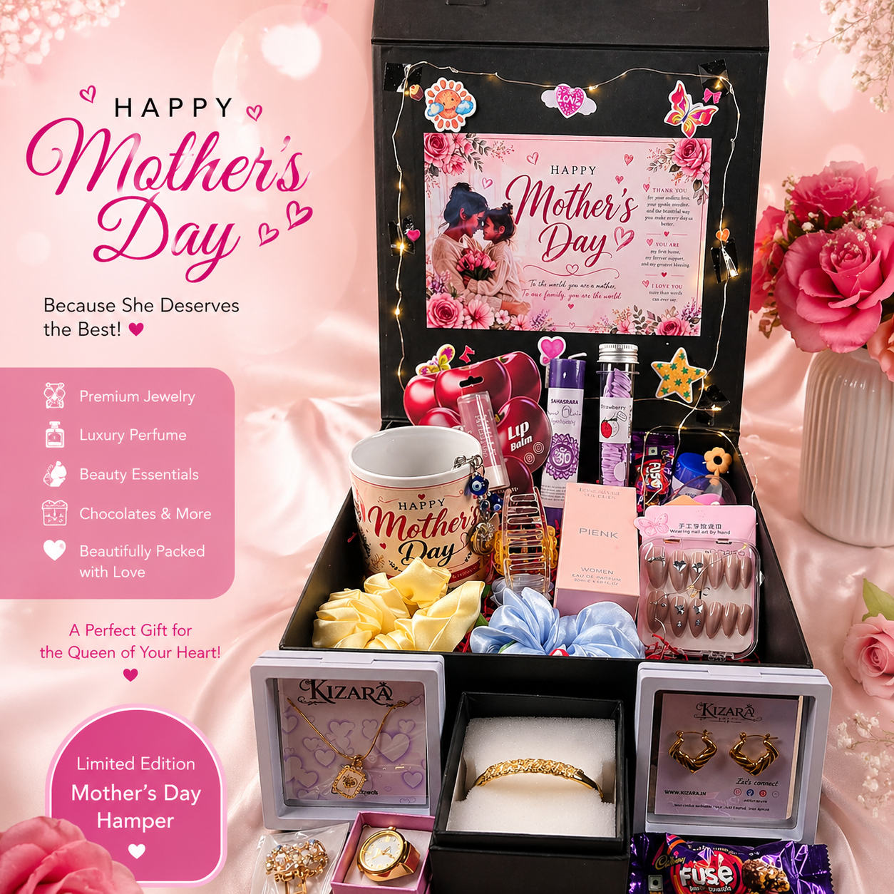 Mother’s Day Premium Gift Hamper 💖 | Luxury Surprise for Mom ( Black Box ) - Image 2