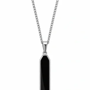 Anti Tarnish Stainless Steel Obsidian Edge Locket Neck Chain for Men | Stylish Pendant Necklace | Jewellery Accessories for Boys