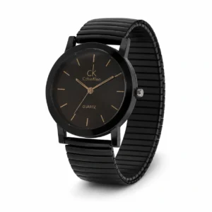 KIZARA Midnight Black Stretchable Men's Watch | Minimalist Analog Wrist Watch with Expandable Metal Strap