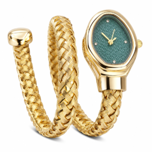 Snake Bracelet Watch for Women, Gold Snake Shape Bangle, Anti Tarnish Demi Fine Jewellery, Adjustable Cuff, Luxury Gift for Girls
