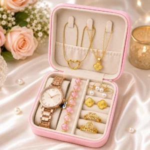 Kizara Premium Jewellery Gift Hamper for Women | Watch, 2 Necklaces, Bracelet, 2 Rings & 2 Pairs of Earrings Gift Box
