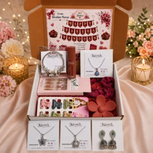 Raksha Bandhan Gift Hamper for Sister with Name | 10 Premium Items Gift Box | Rakhi Gift for Sister
