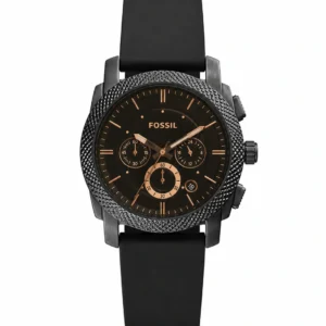 KIZARA Obsidian Rose Gold Chronograph Men's Watch | Premium Black Analog Wrist Watch with Silicone Strap