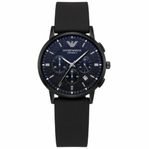 KIZARA Midnight Blue Chronograph Men's Watch | Premium Analog Wrist Watch with Black Silicone Strap