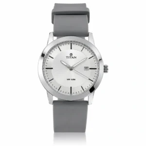 KIZARA Classic Silver Dial Men's Watch with Grey Strap | Stylish Analog Watch for Men