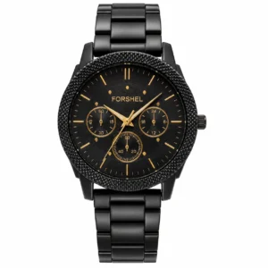 KIZARA Noir Gold Chronograph Men's Watch | Premium Black Stainless Steel Analog Watch