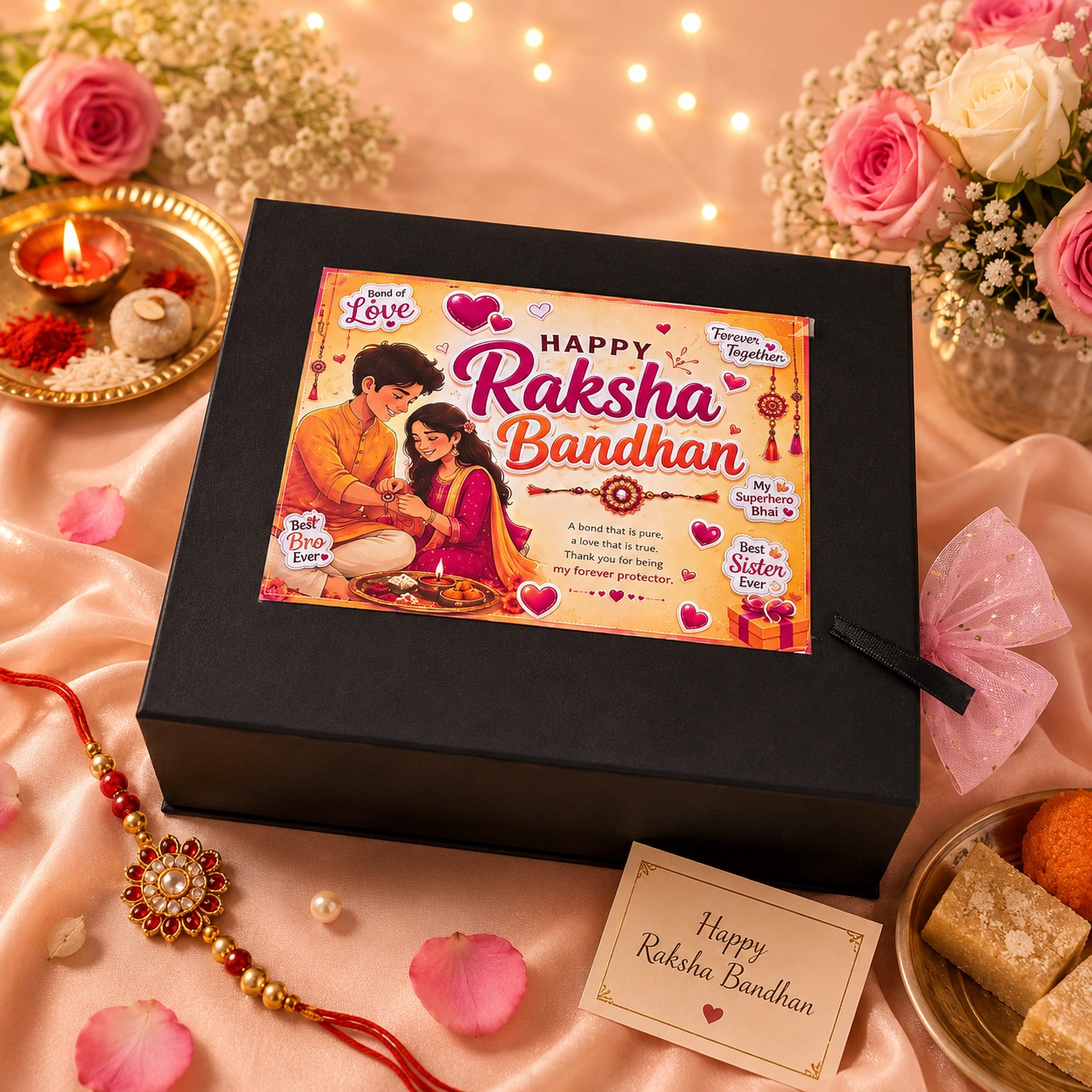Raksha Bandhan Gift Hamper for Sister | Personalized Jewellery & Beauty Gift Box | Premium Rakhi Gift - Image 3