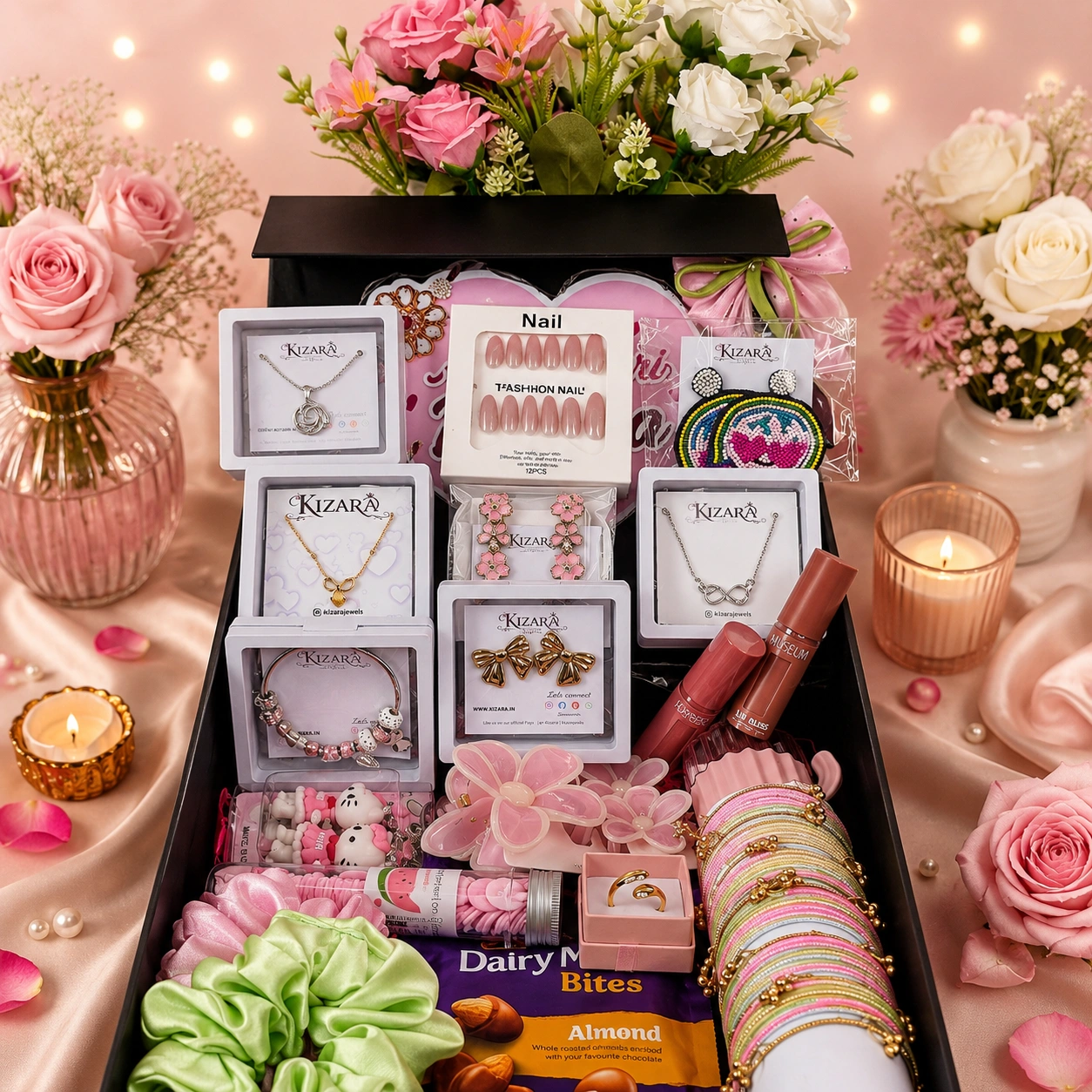 Raksha Bandhan Gift Hamper for Sister | Personalized Jewellery & Beauty Gift Box | Premium Rakhi Gift - Image 2